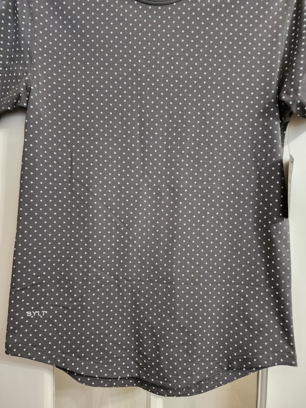 Nwt Bylt Drop Cut S/S Lux Polka Dot Tee Women's Small Gray — image 6 of 8